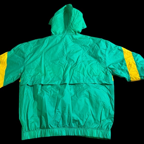 VTG Eastbay Jacket Mens LGreen Yellow Windbreaker Track Embroidered Zip Rare - Picture 2 of 9